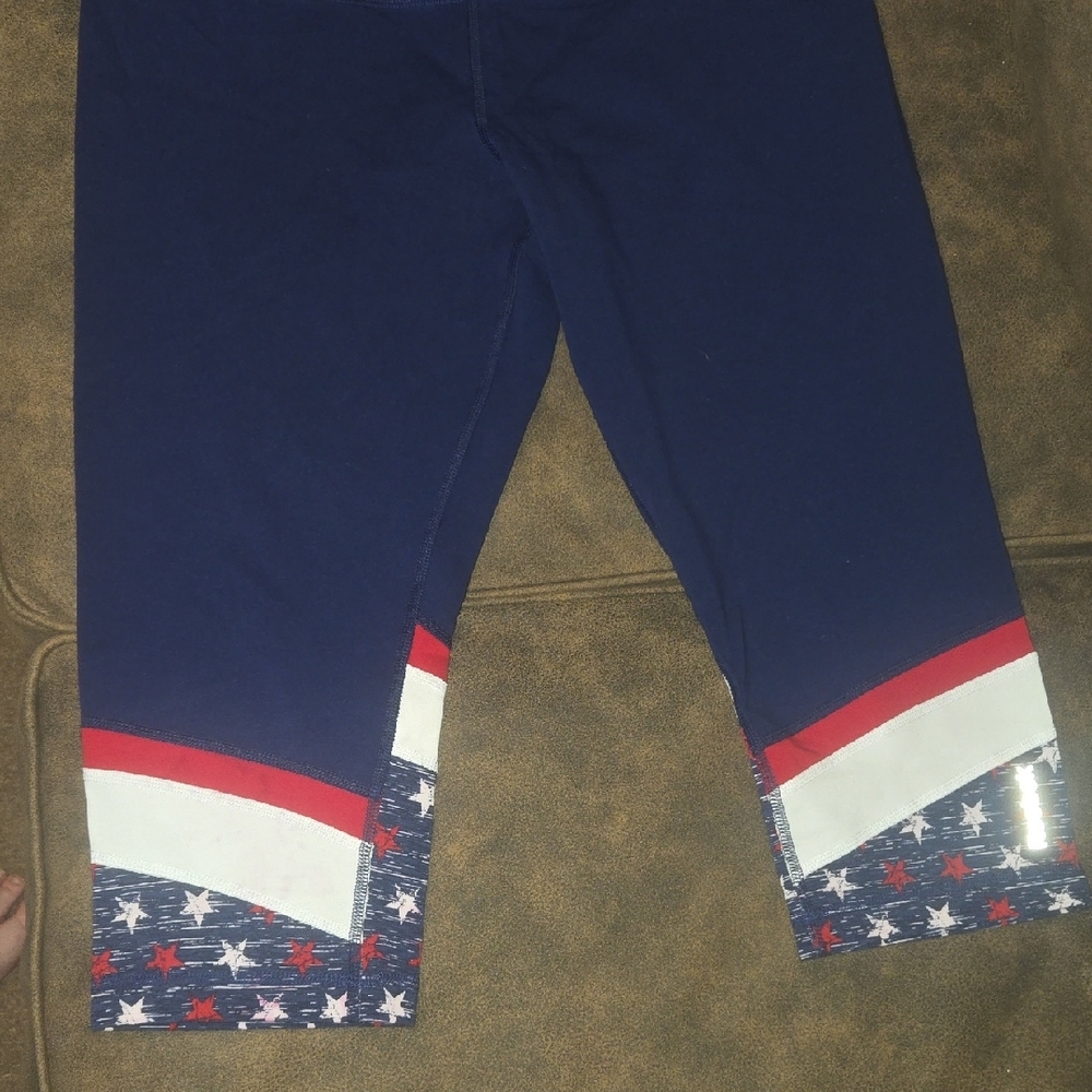 Womens Reebok Blue Leggings With a Red & White Trim and Star Design ~ Size XL - Picture 15 of 16